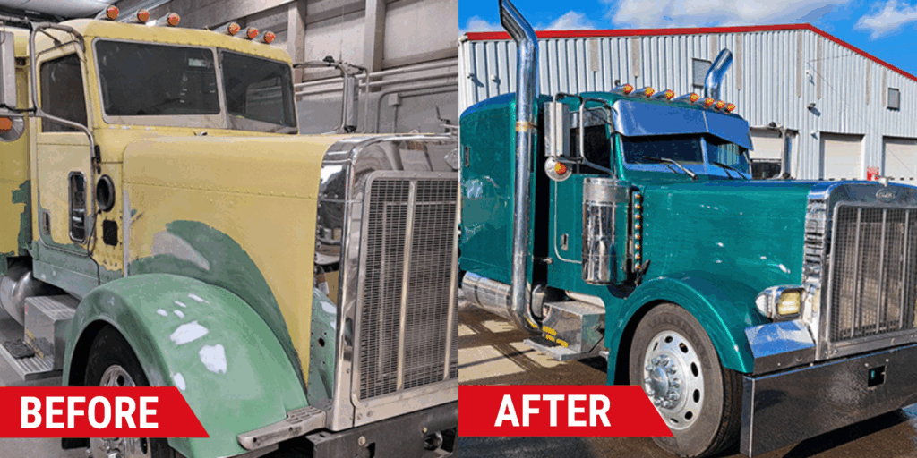 Fiberglass repair on commercial truck